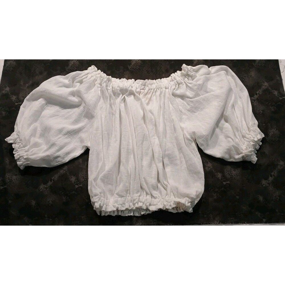 Vintage 80s/90s Unicorn Clothing Co Renaissance Blouse White Gauze Crop OS Rare